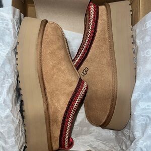 UGG Woman’s Brown Suede Slip-Ons with Red Trim